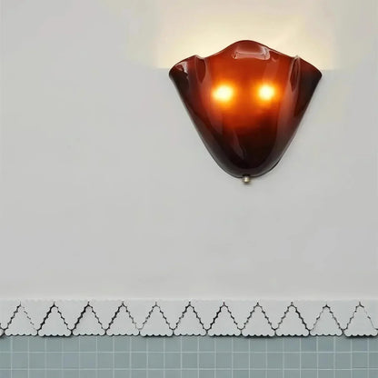 Vintage Glass Wall Lamp in Floral Shade