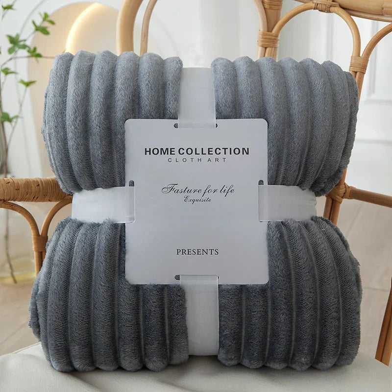 Soft Plush Striped Throw Blanket