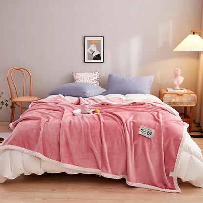 Soft Pink Plush Fleece Throw Blanket