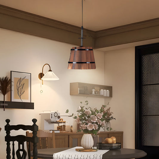 Rustic Wood Pendant Light for Home Bar Decor - Fesara