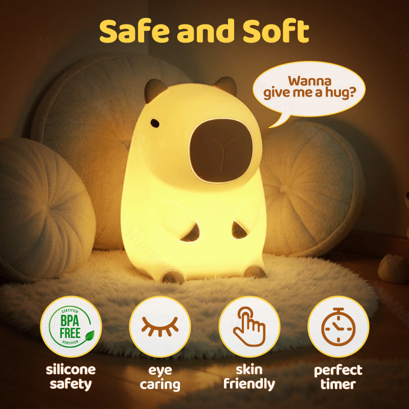 Cute Plush Capybara Soft Night Lamp for Kids Adults