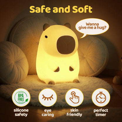 Cute Plush Capybara Soft Night Lamp for Kids Adults