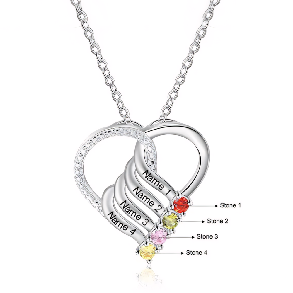 Customizable Heart Pendant Necklace with Birthstone and Name