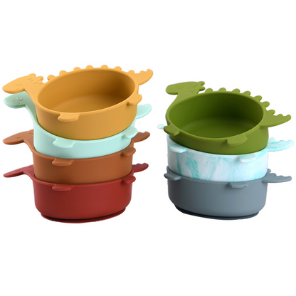 Soft Silicone Baby Bowl with Dinosaur Design