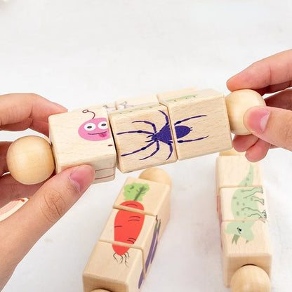 Natural Wood Baby Rattle Toy