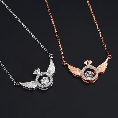 Sparkly Wing Crystal Pendant Necklace
