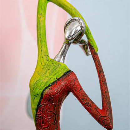 Vibrant Female Figurine Sculpture – Handmade Colorful Resin Art