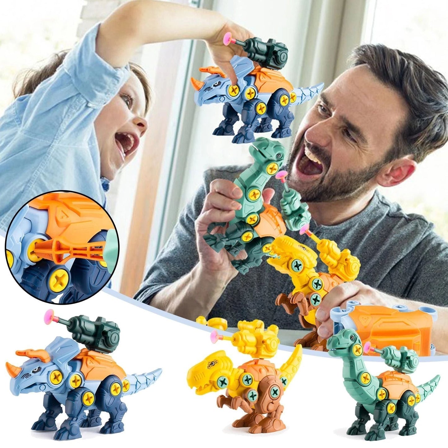 Fun Dinosaur Toy Screw Set with Blaster - Fesara