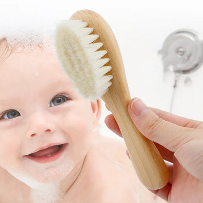 Gentle Baby Hair Brush Set with Wooden Comb