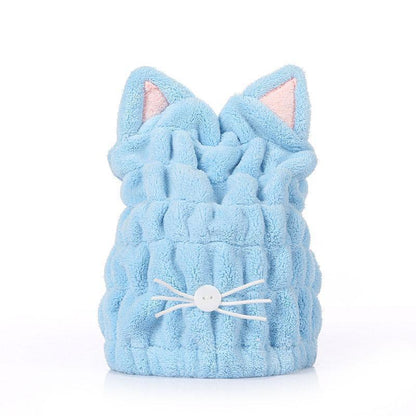 Adorable Kitty Soft Turban Towel Bath Cap - Fesara