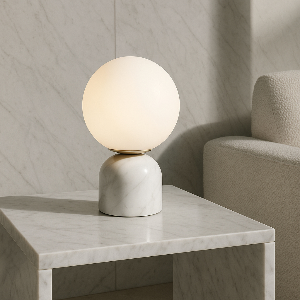 Simple Marble Desk Lamp with Glass Shade