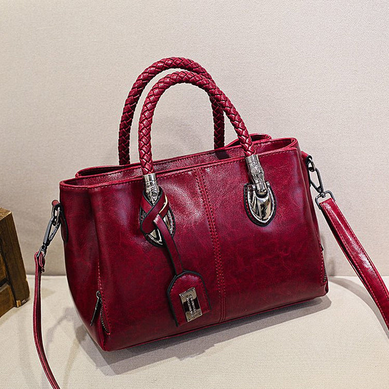Luxury Wax Leather Boston Tote Bag