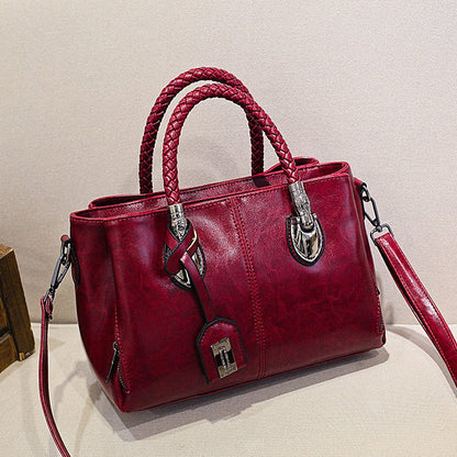 Luxury Wax Leather Boston Tote Bag