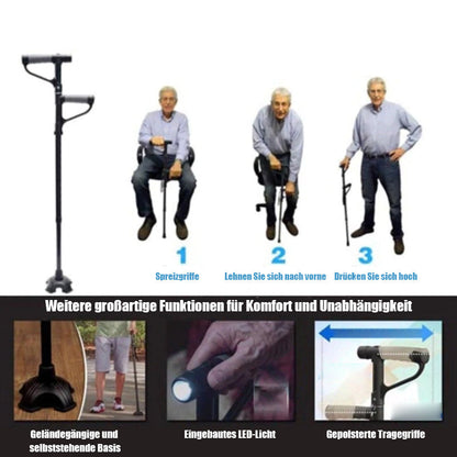 Foldable Walking Cane with LED Light and Grip Handle