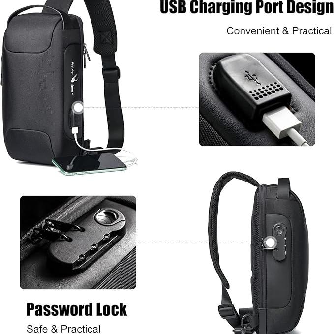 Waterproof Secure Crossbody Travel Bag for Men Women