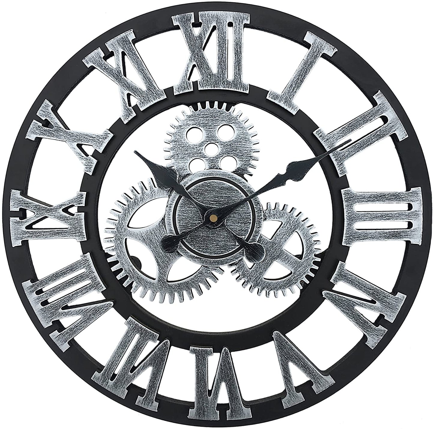 Large Vintage Metal Wall Clock with Quiet Quartz Mechanism
