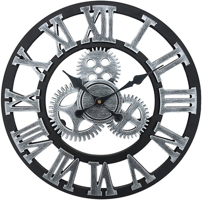 Large Vintage Metal Wall Clock with Quiet Quartz Mechanism
