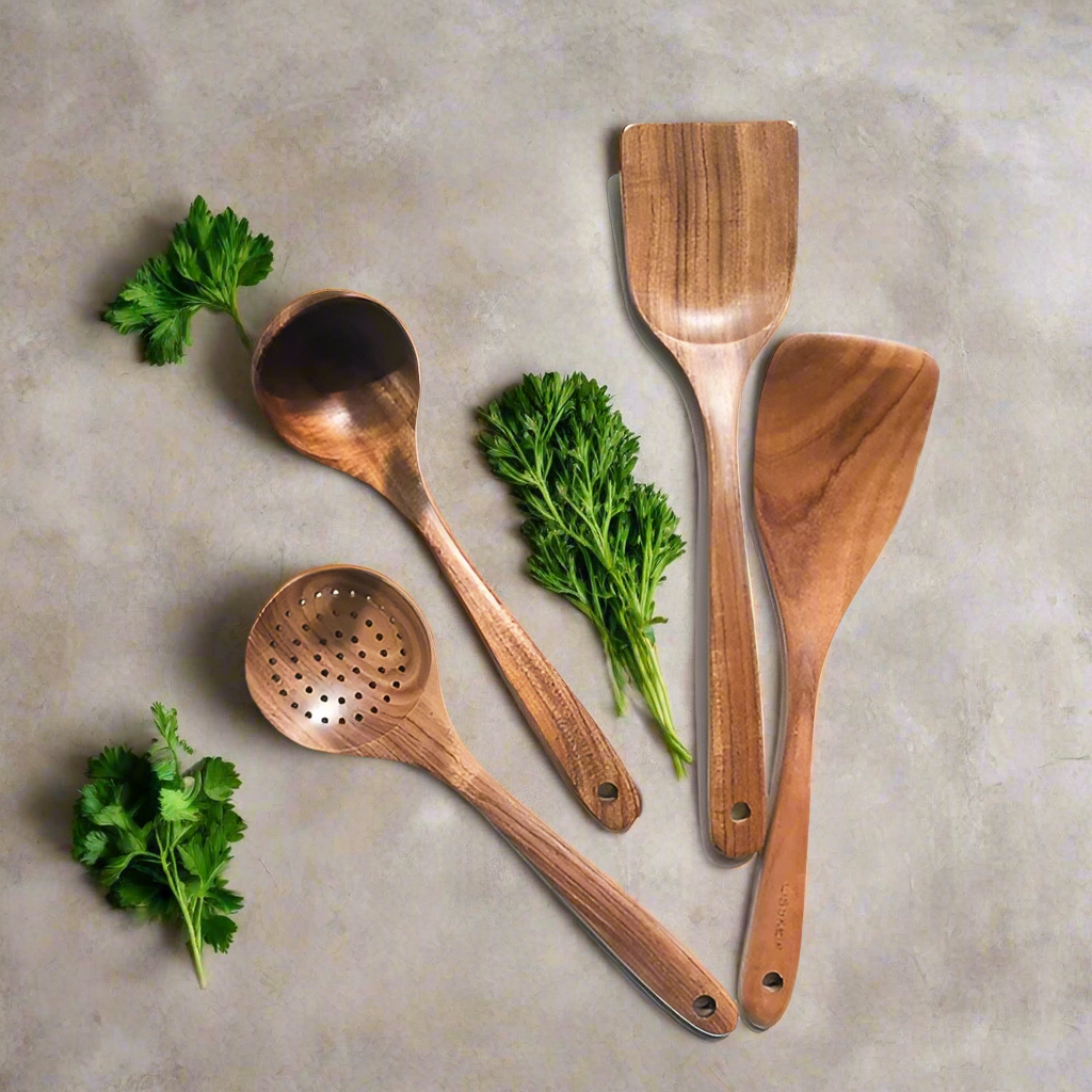 Eco Friendly Teak Wood Kitchen Utensil Set