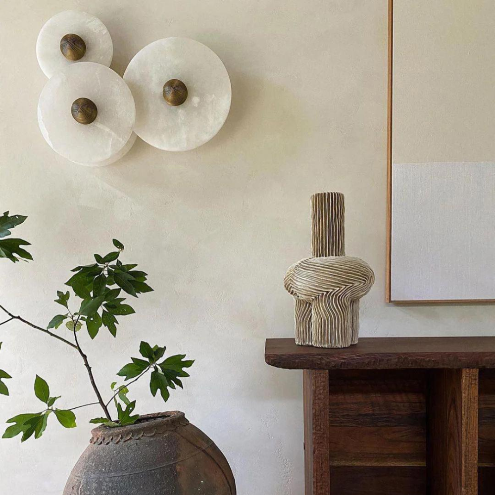 Round White Metal Wall Light