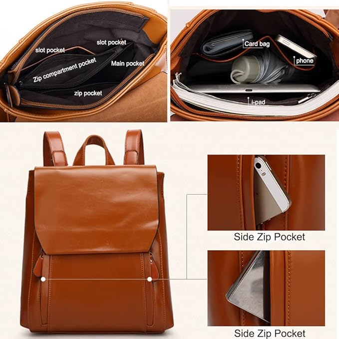 Stylish PU Leather Laptop Backpack - Comfortable & Durable