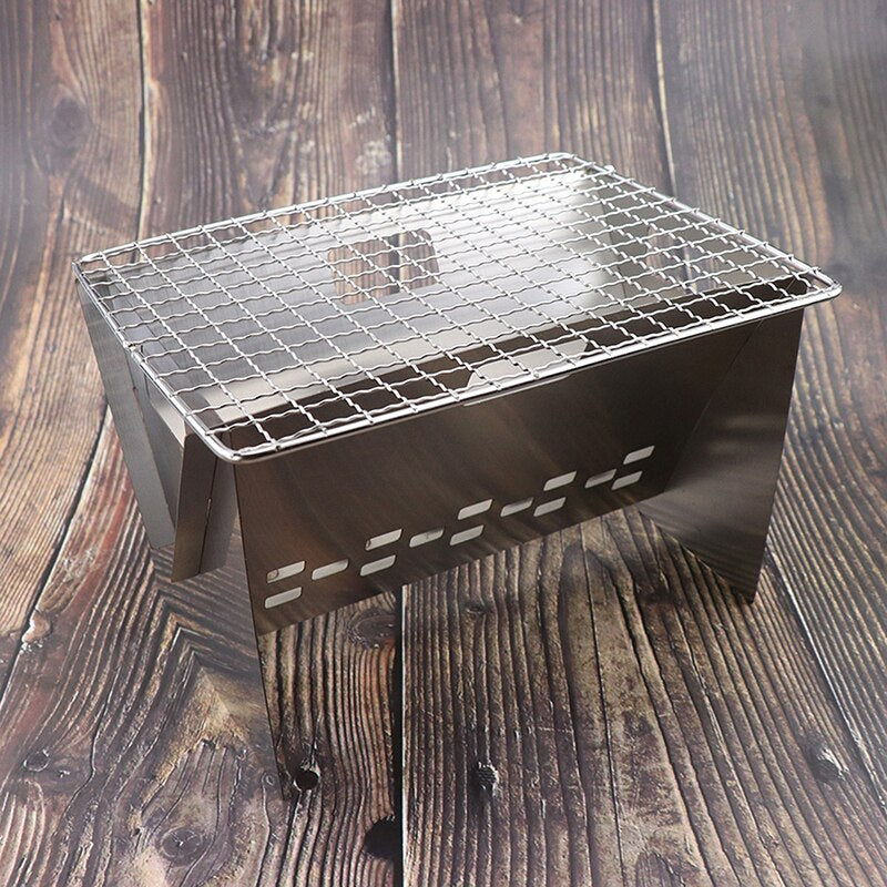 Compact Outdoor Stainless Steel Folding BBQ Grill
