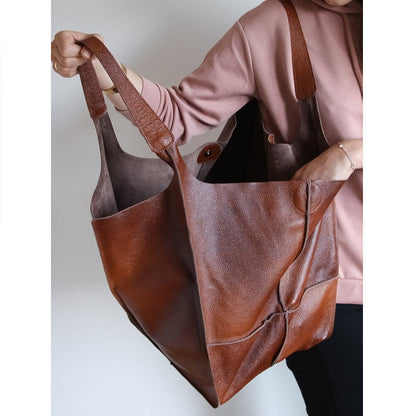 Large Leather Travel Tote Bag