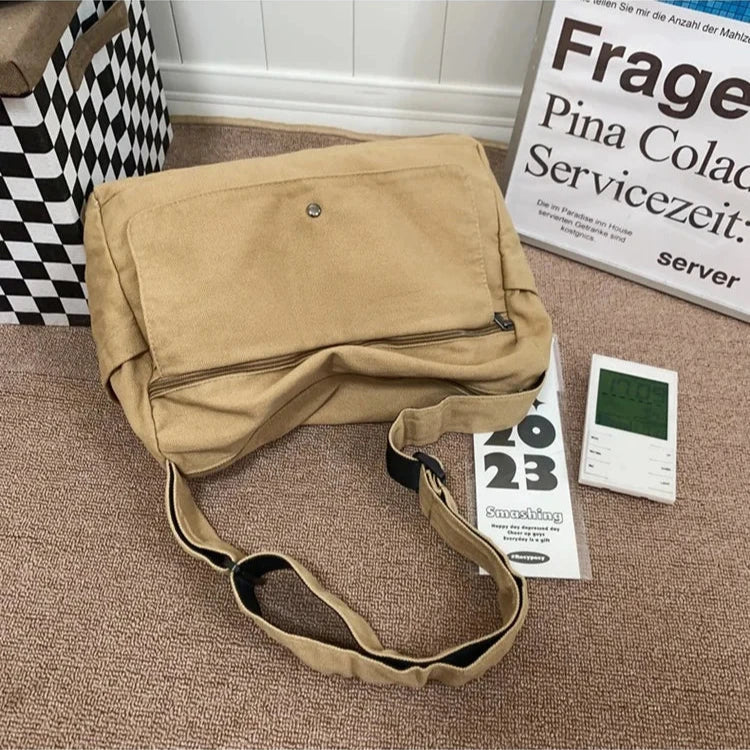 Practical Canvas Crossbody Messenger Bag for Daily Use
