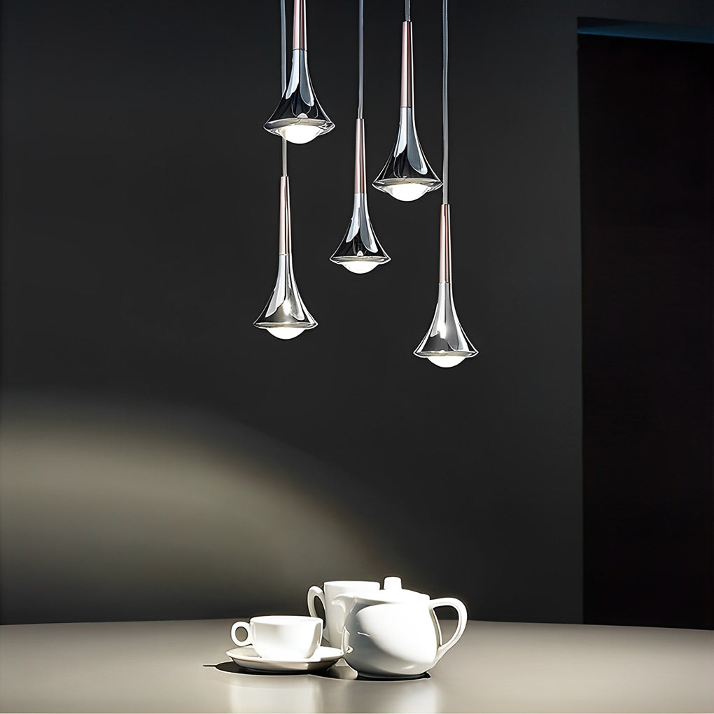 Modern Drop Pendant Lamp in Black, Gold, Chrome