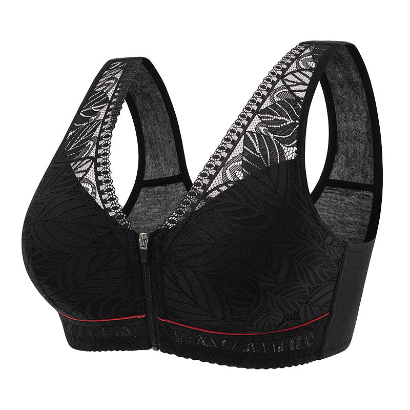 Simple Lace Bralette with Zip Front Closure