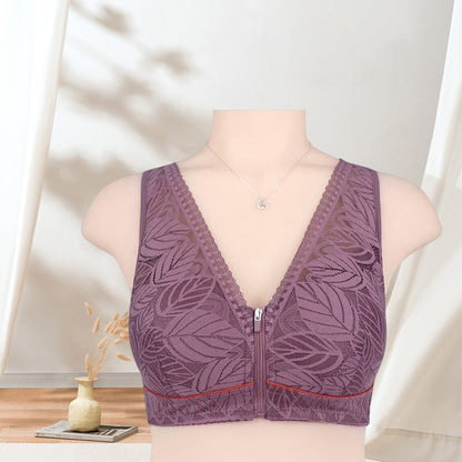 Simple Lace Bralette with Zip Front Closure