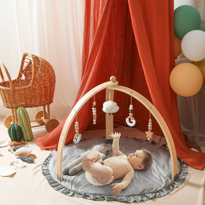 Wooden Baby Play Gym with Hanging Toy Set