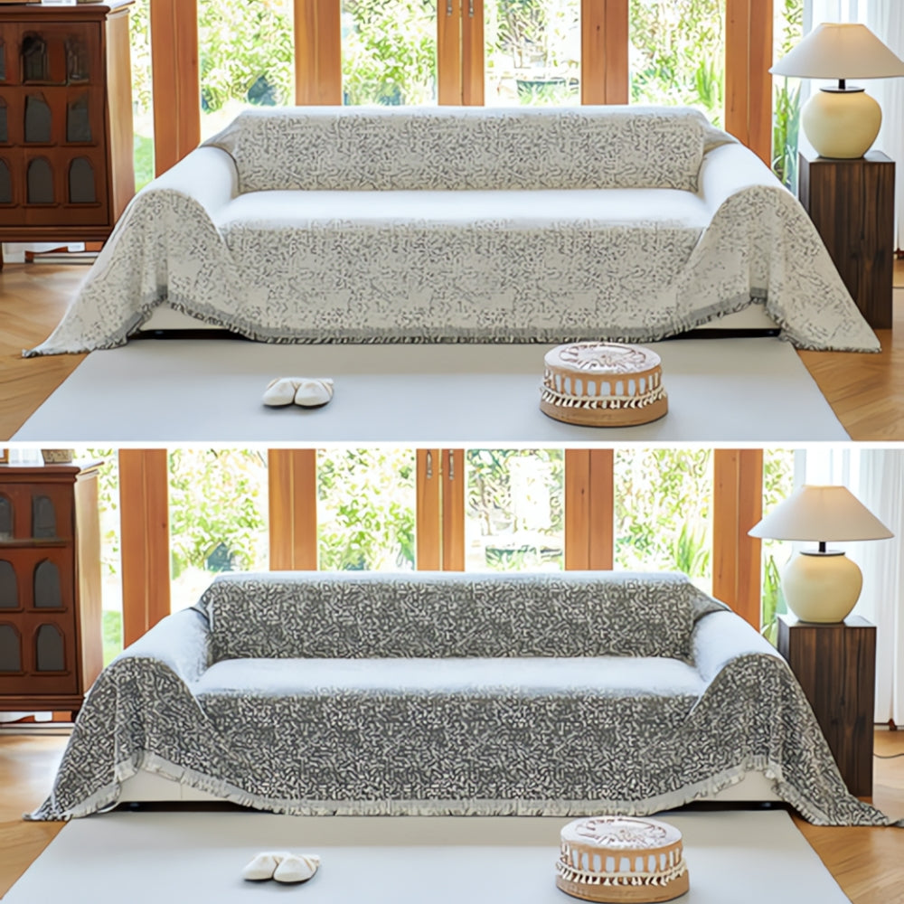 Stylish Reversible Faux Leather Sofa Slipcover