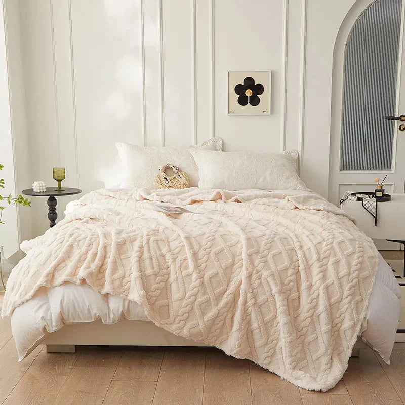 Plush Reversible Woolen Throw Blanket