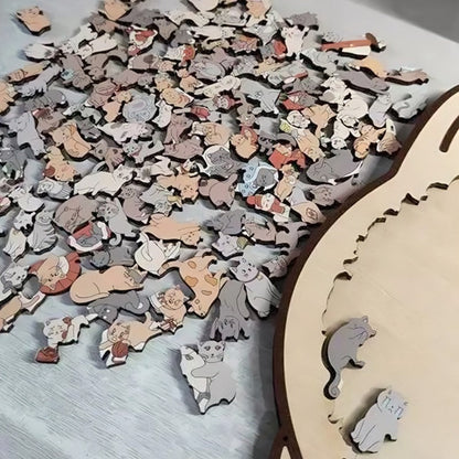 Charming Wooden Kitty Jigsaw Puzzle Set