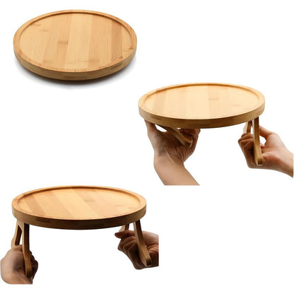 Rustic Wood Side Table for Sofa Armrest