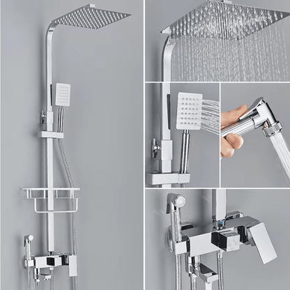 Premium 4-in-1 Shower Head Set with Brass Finish