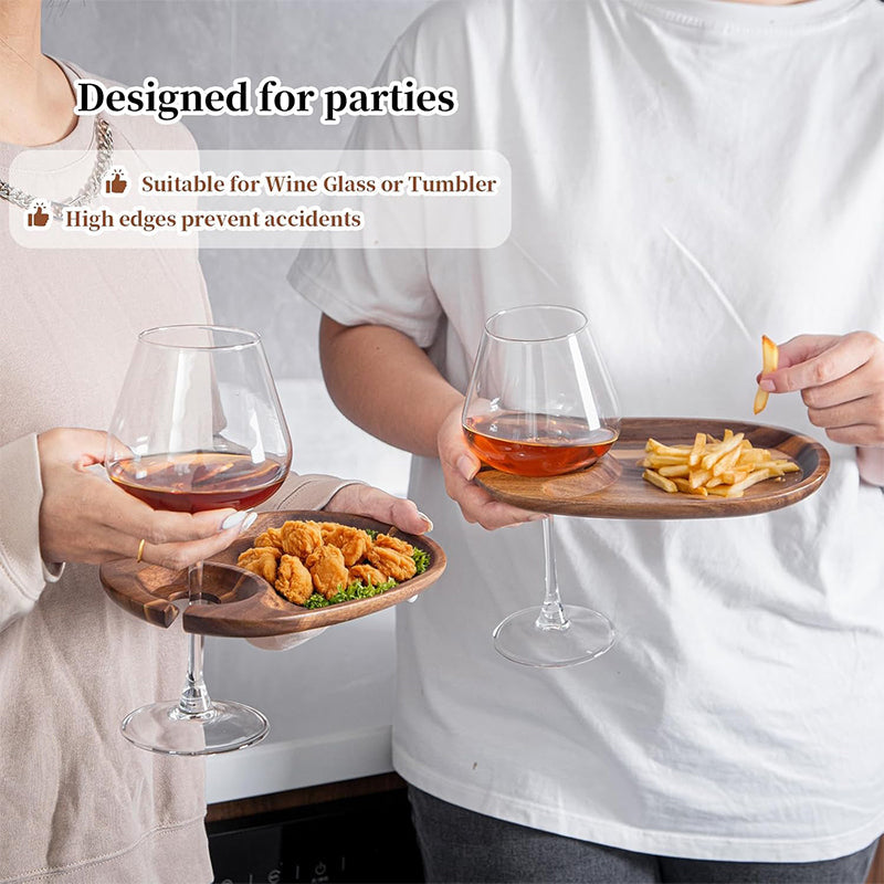 Stylish Snack Plate with Wine Glass Holder