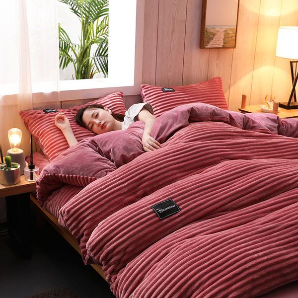 Plush Corduroy Velvet Comforter Bed Set