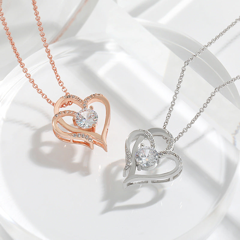 Sparkling Heart Diamond Pendant Necklace