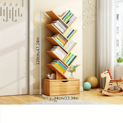 Tall Wooden Bookshelf - Compact Home Storage Unit