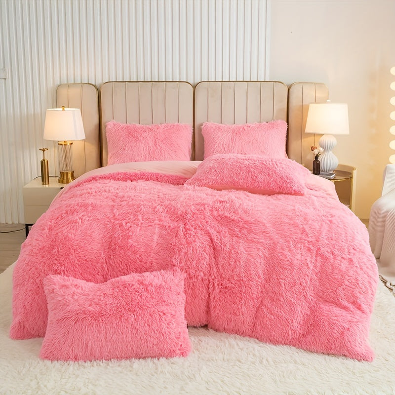 Cozy Fesara Plush Duvet Cover Set with Zipper