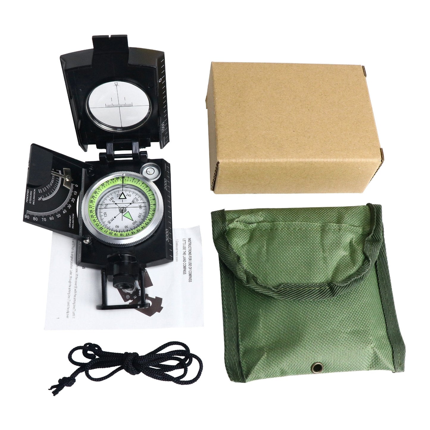 Tactical Compass with Clinometer & Lens for Outdoor Survival