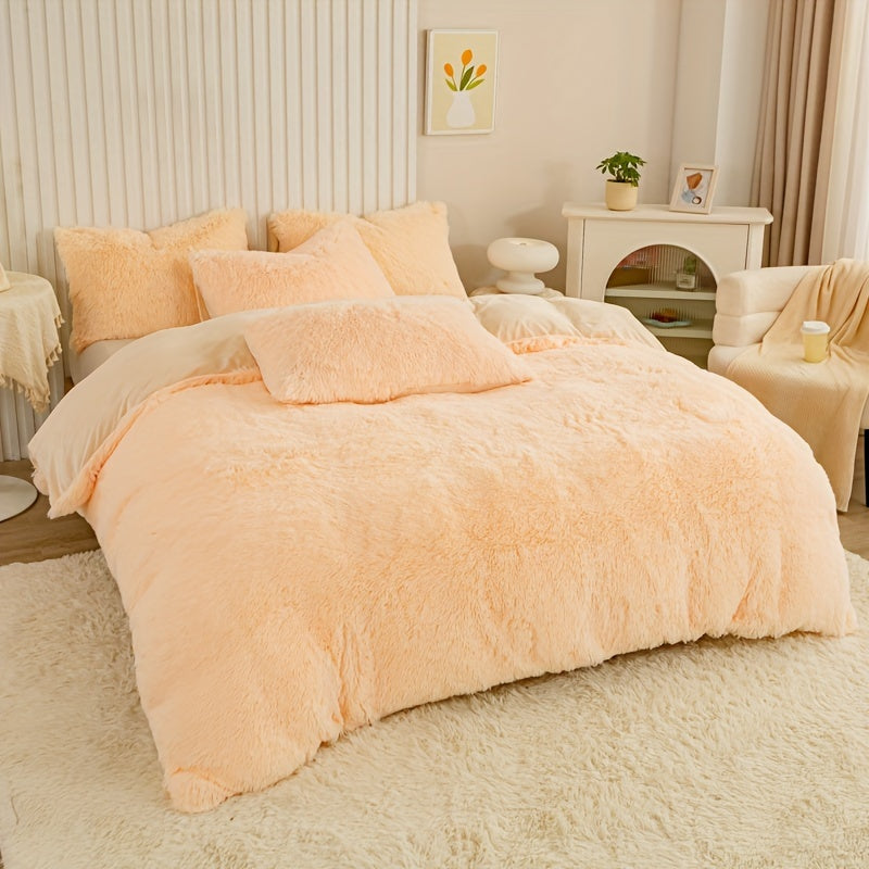 Cozy Fesara Plush Duvet Cover Set with Zipper