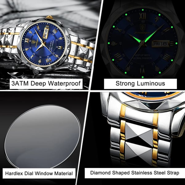 Premium Mens Water Resistant Watch with Glow Dial