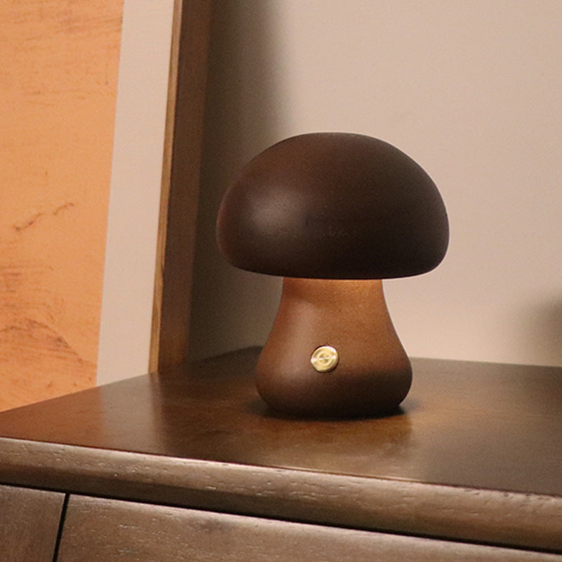 Warm Wood LED Bedside Night Lamp with Sensor Control