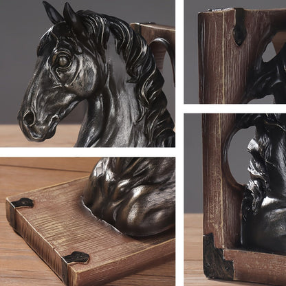 Decorative Horse Bookend in Metal Animal Design