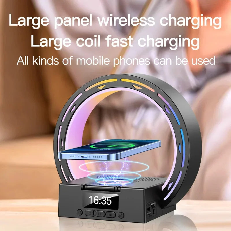 Wireless Speaker Lamp with Charger and Clock