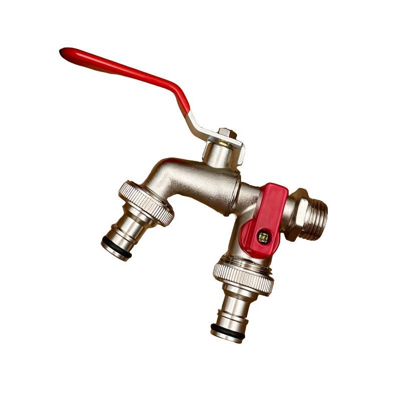 Heavy Duty 2-Handle Outdoor Faucet with Dual Outlets - Fesara