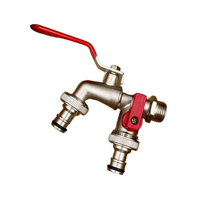 Heavy Duty 2-Handle Outdoor Faucet with Dual Outlets - Fesara