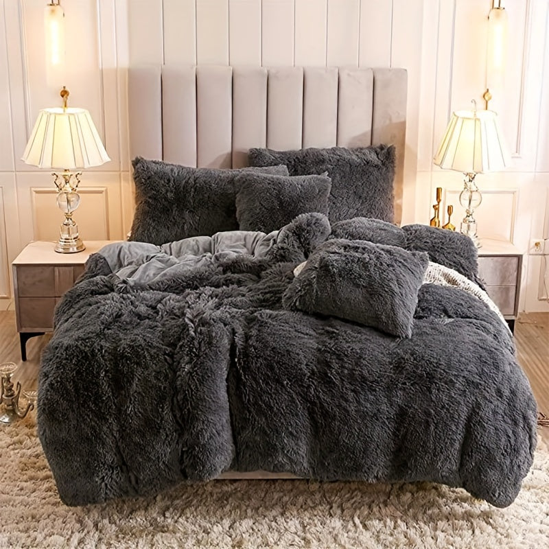 Cozy Fesara Plush Duvet Cover Set with Zipper